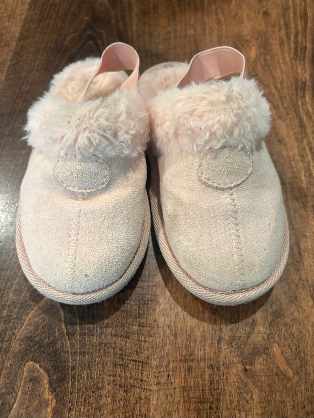 BearPaw Kids Light Pink Faux-Fur Slip-On Slippers